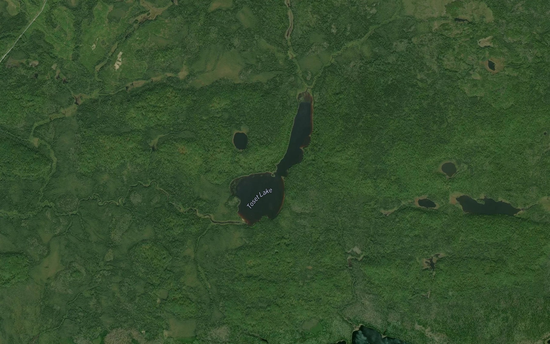 Satellite map of the Toset Lake