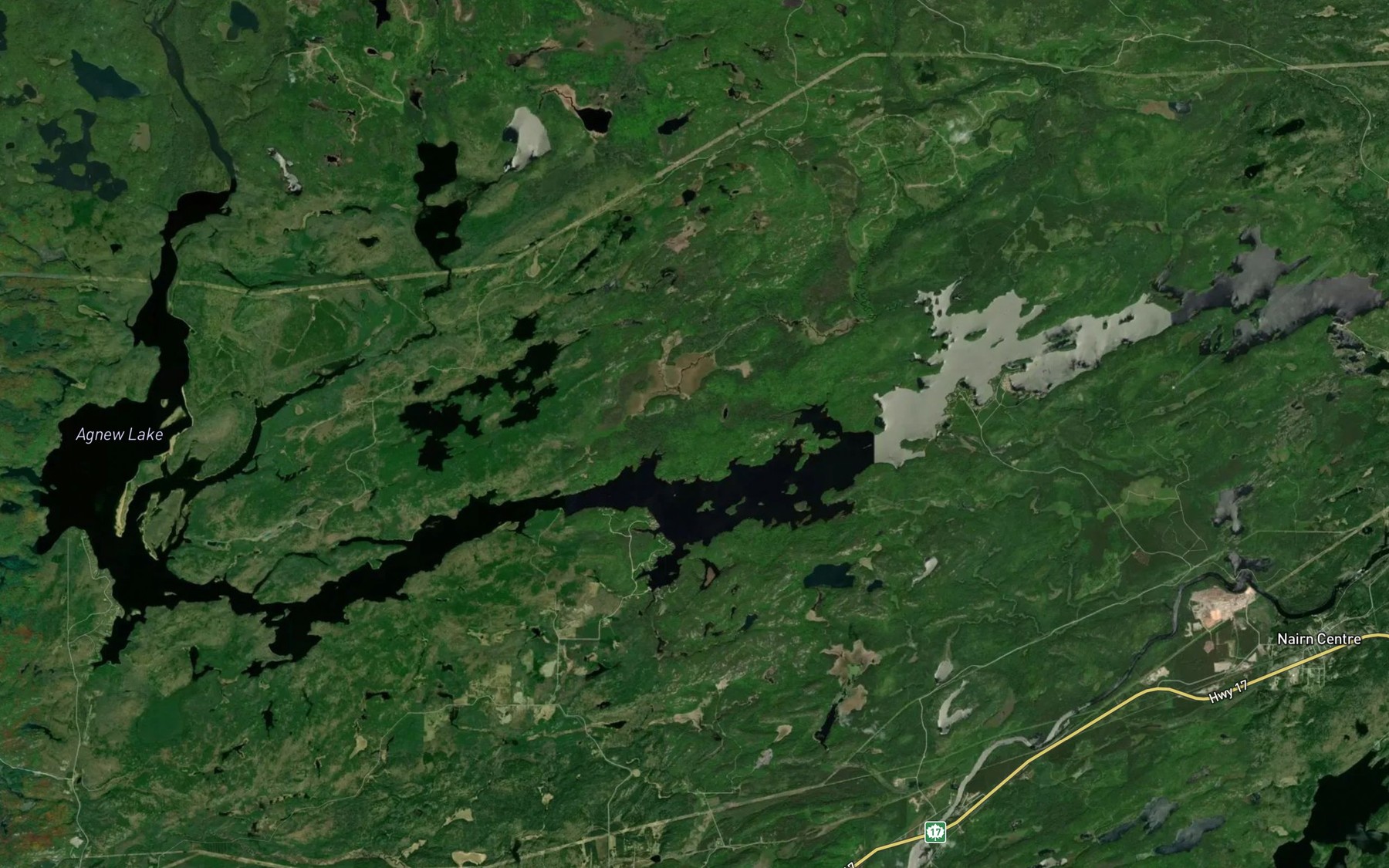 Satellite map of the Agnew Lake