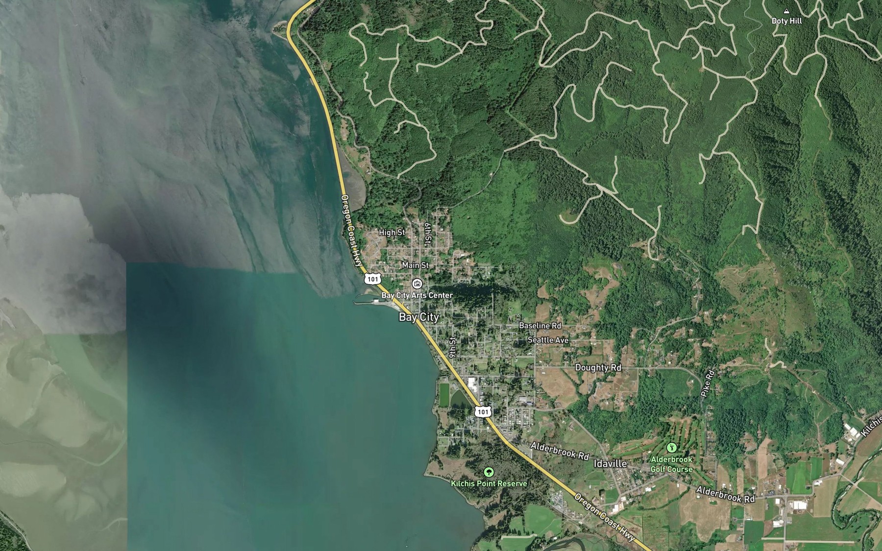 Satellite map of the Jacoby Creek