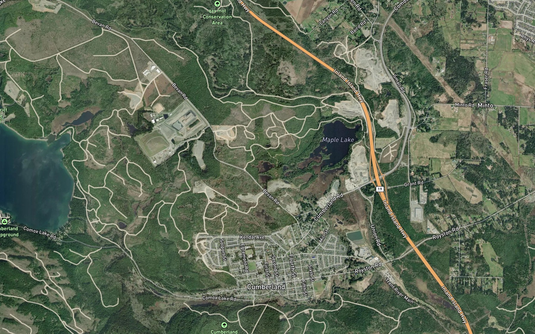 Satellite map of the Teal Lake