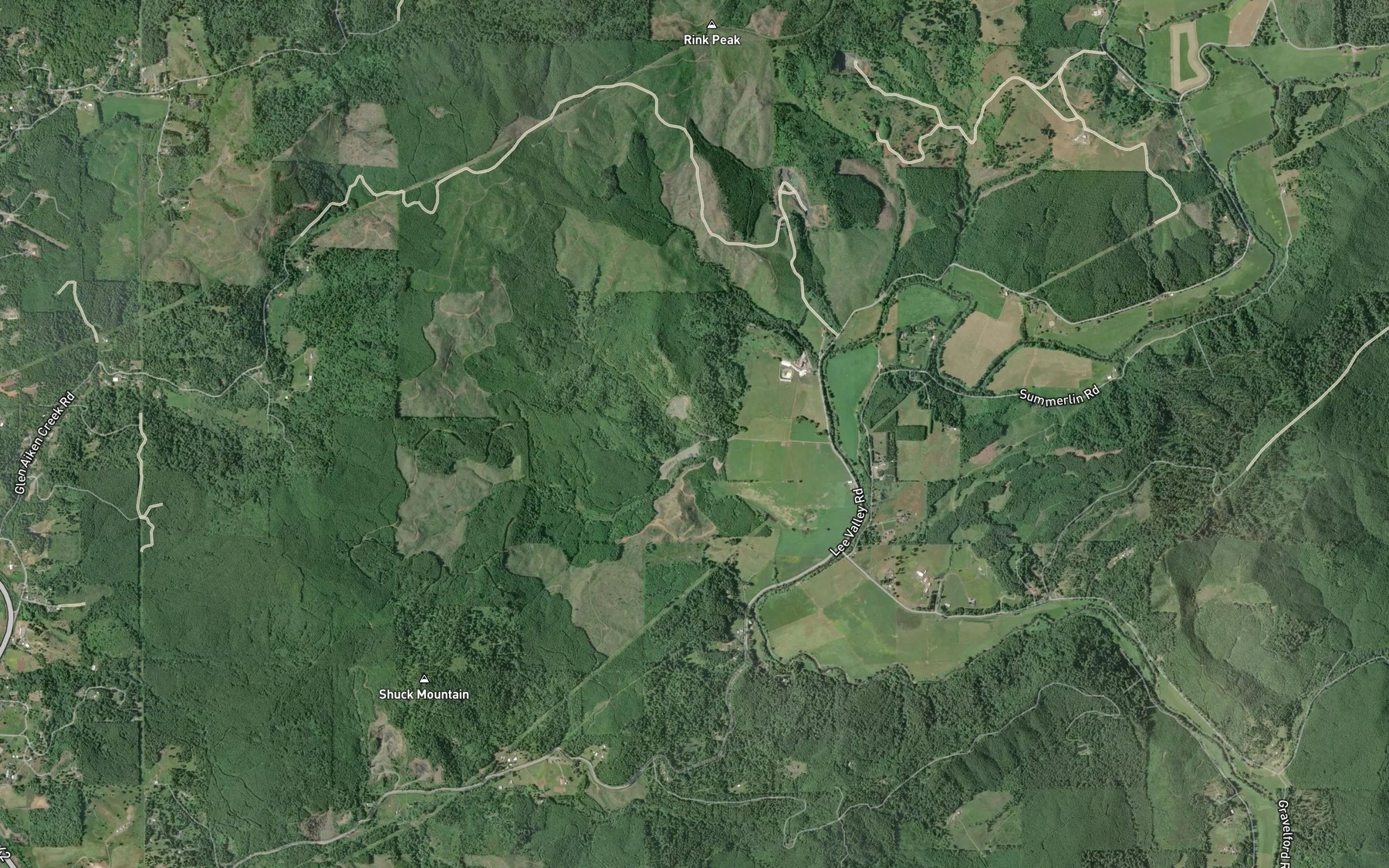 Satellite map of the North Fork Wood Creek