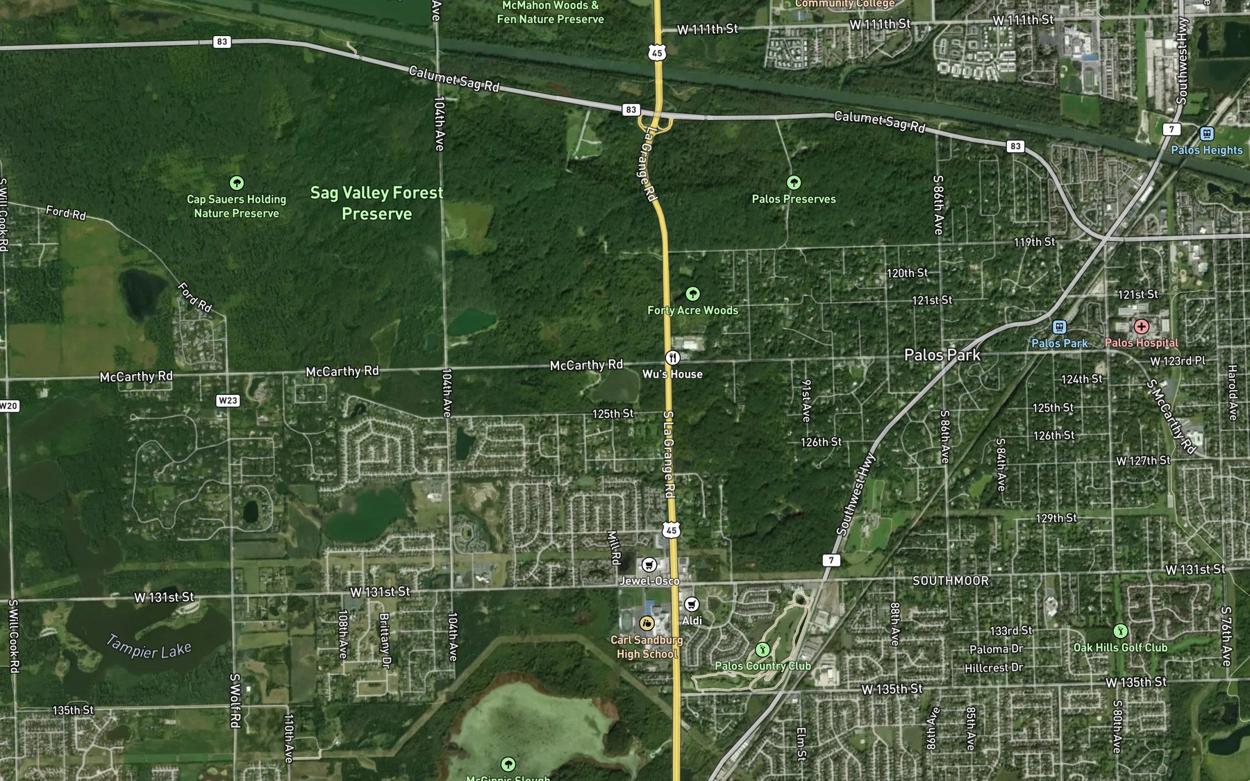 Satellite map of the Papoose Lake