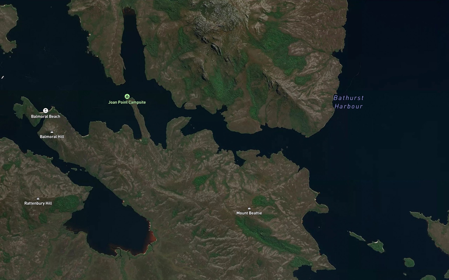 Satellite map of the Iola Bay
