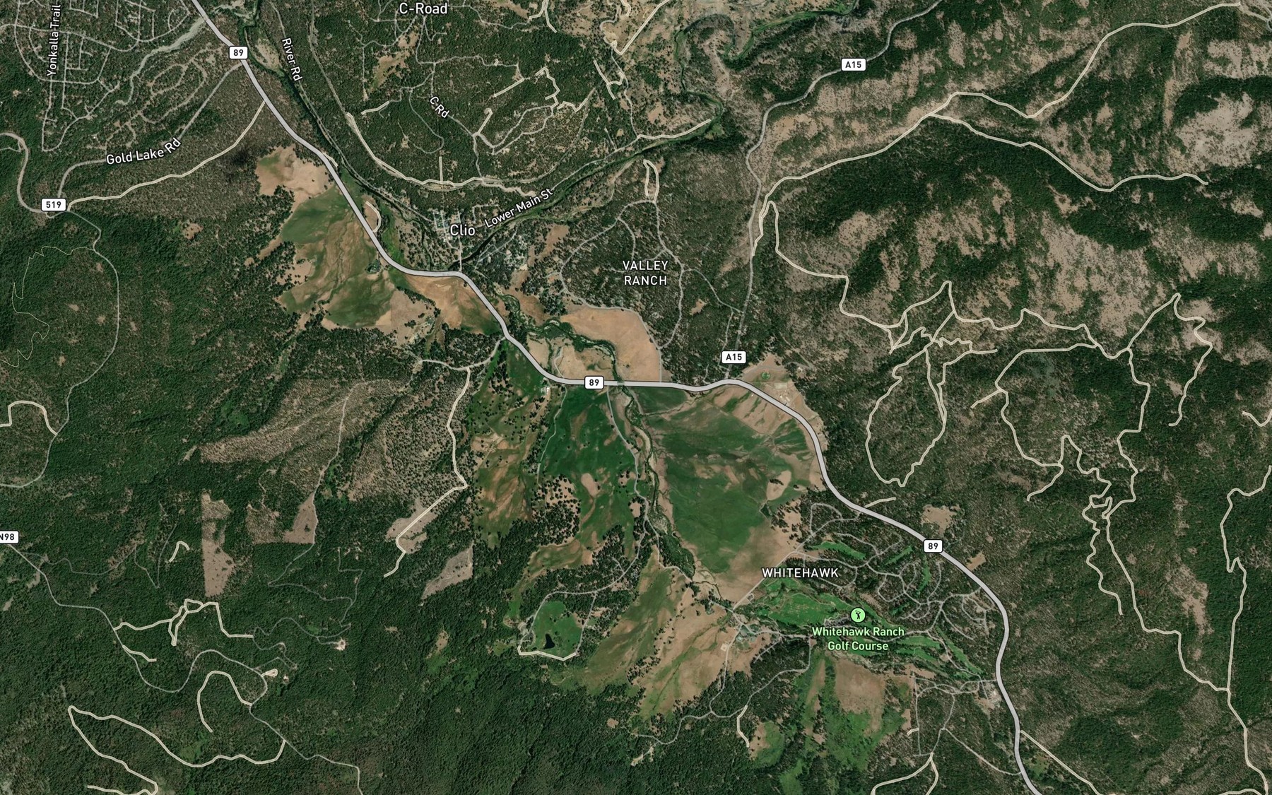 Satellite map of the Calfpasture Creek