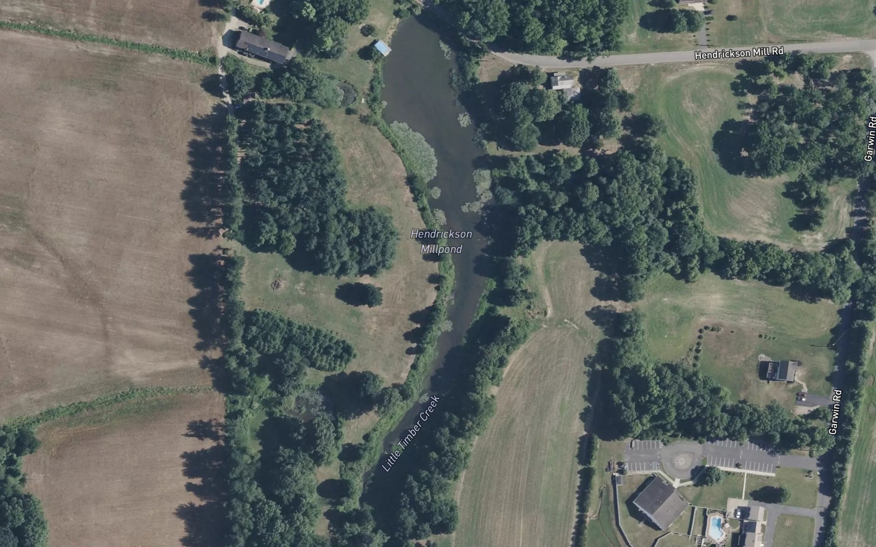 Satellite map of the Hendrickson Millpond