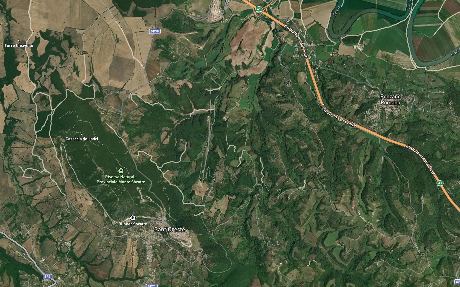 Satellite map of the Fosso dei Quatro Confini