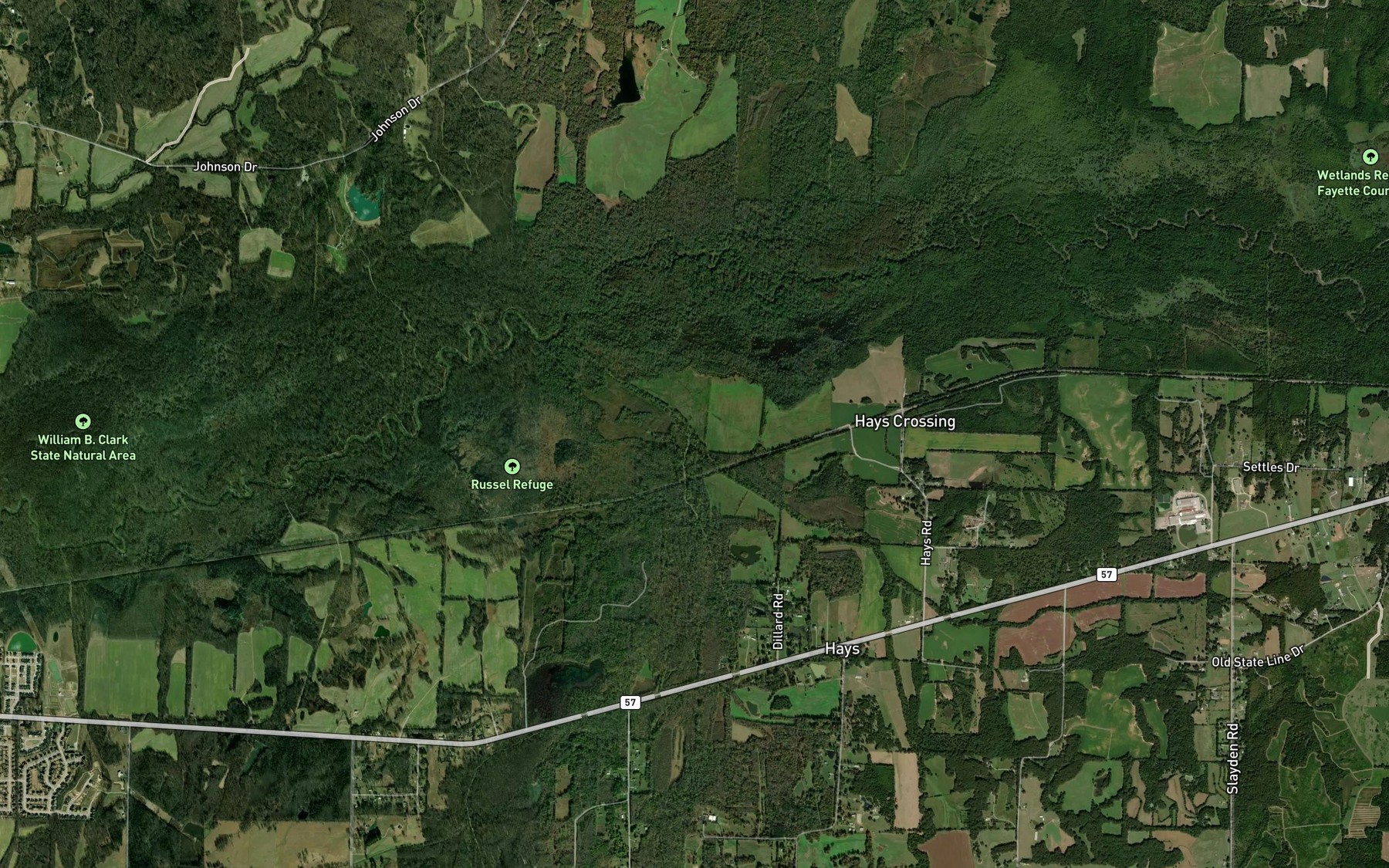 Satellite map of the Teague Branch