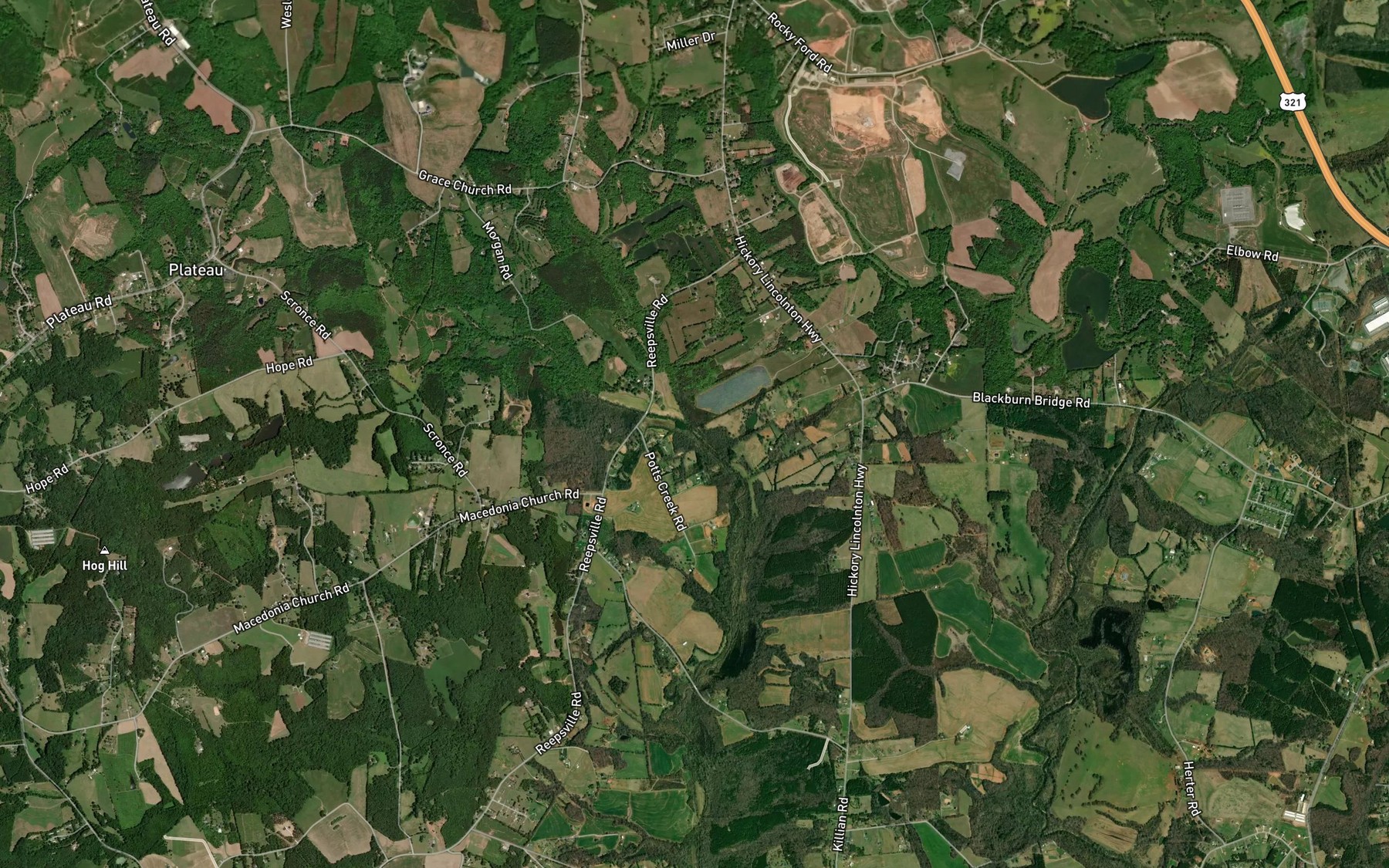 Satellite map of the Haas Creek