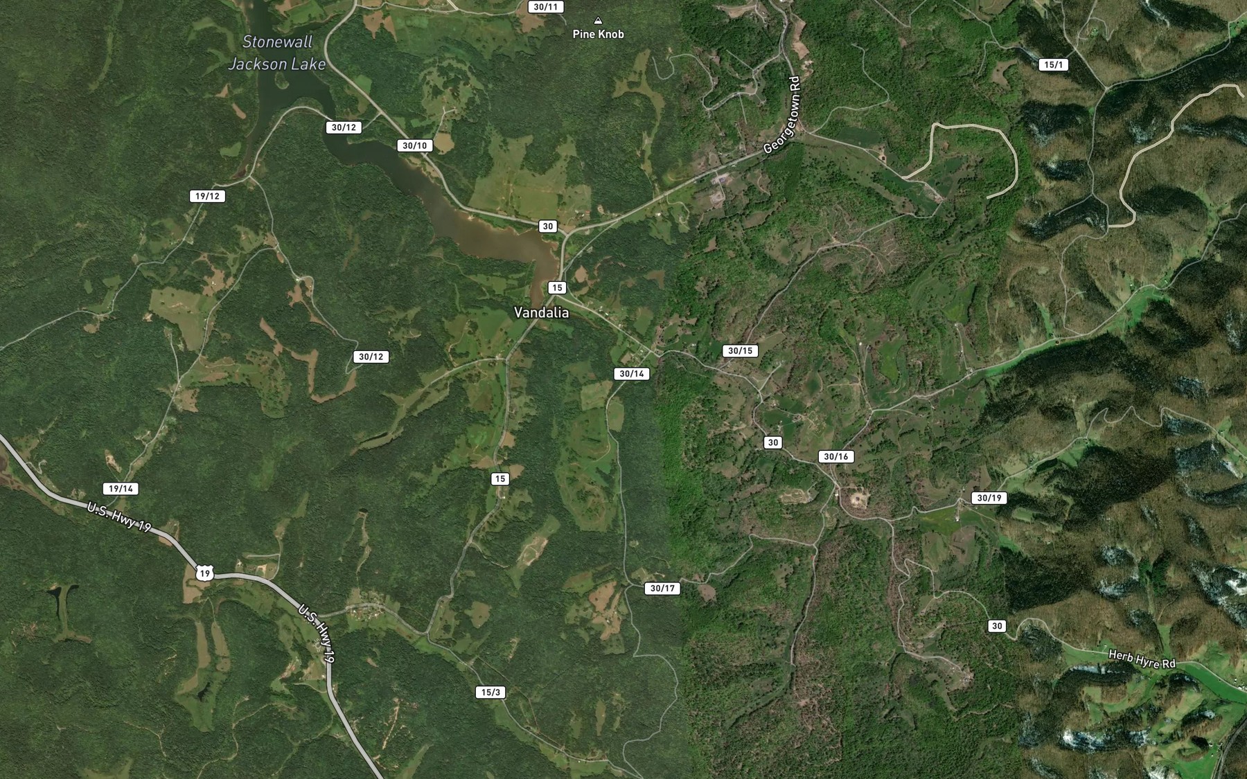 Satellite map of the Keith Fork