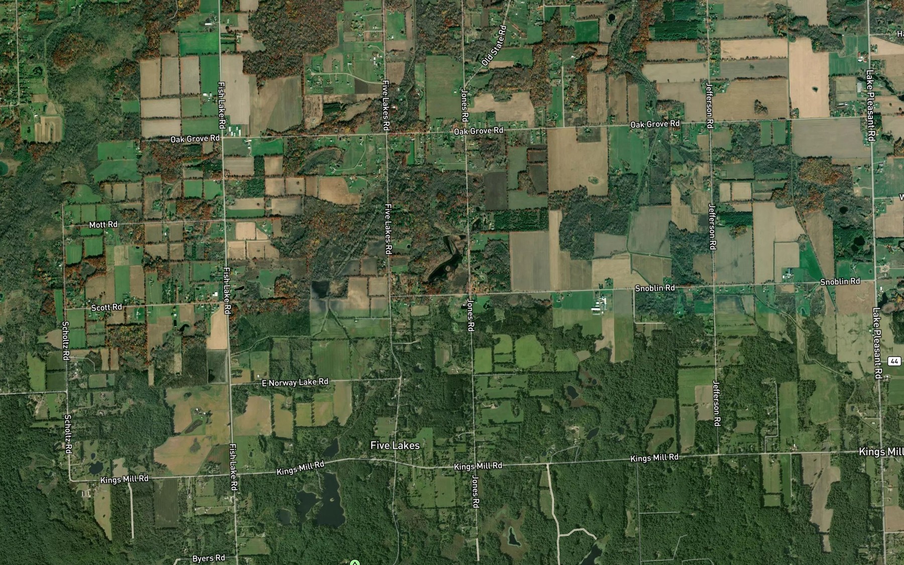 Satellite map of the Lees Lake Drain