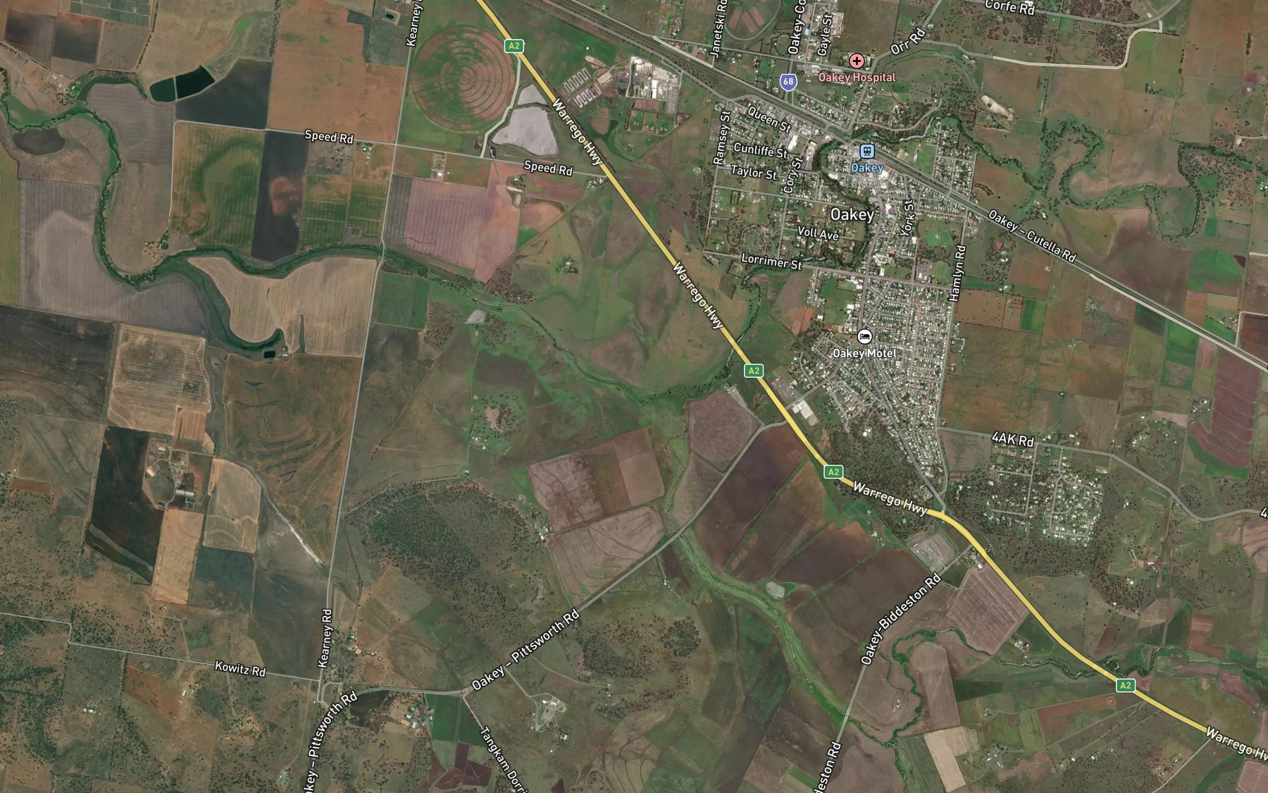 Satellite map of the Westbrook Creek