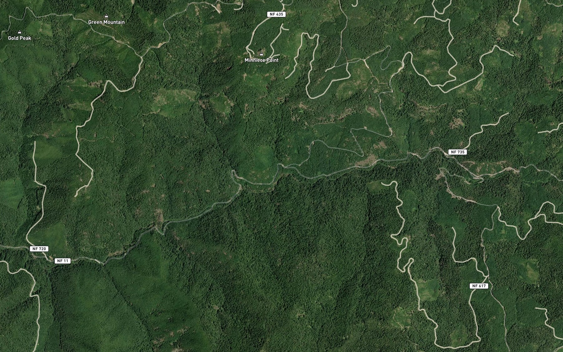 Satellite map of the Little Meadows Creek