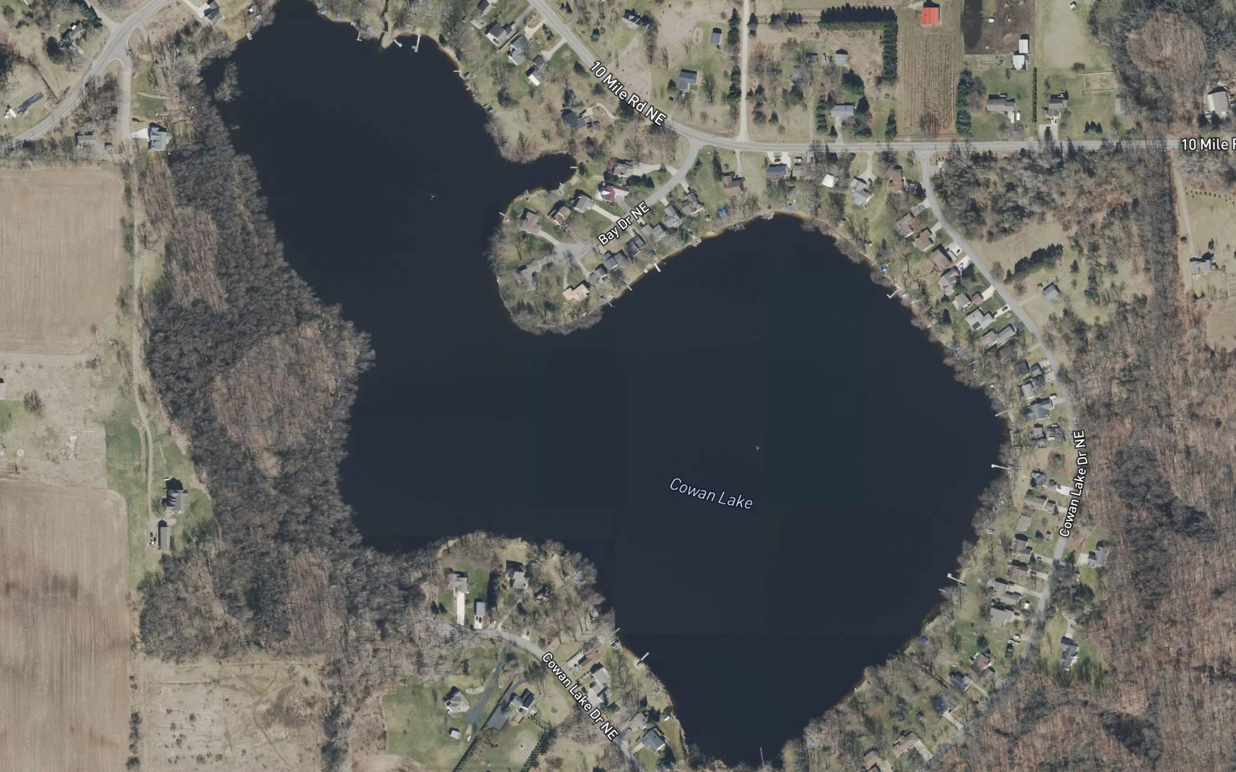 Satellite map of the Cowan Lake