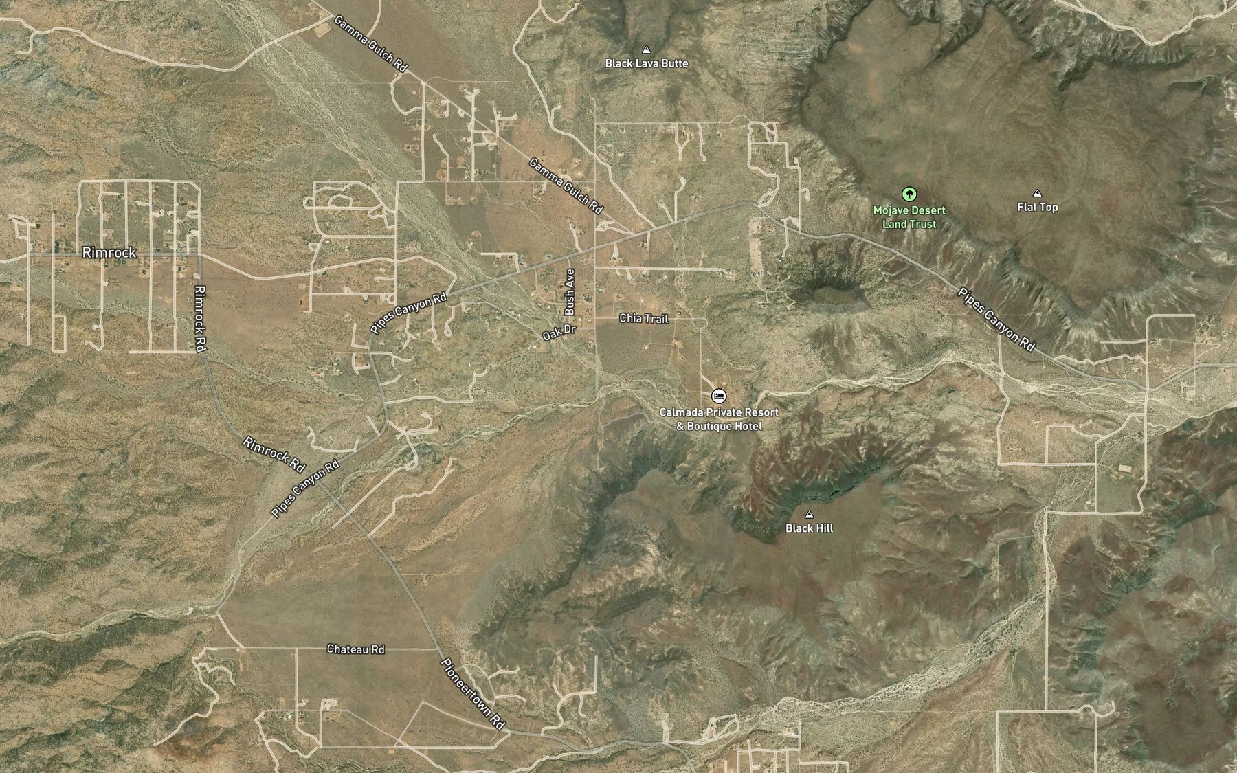 Satellite map of the Antelope Wash