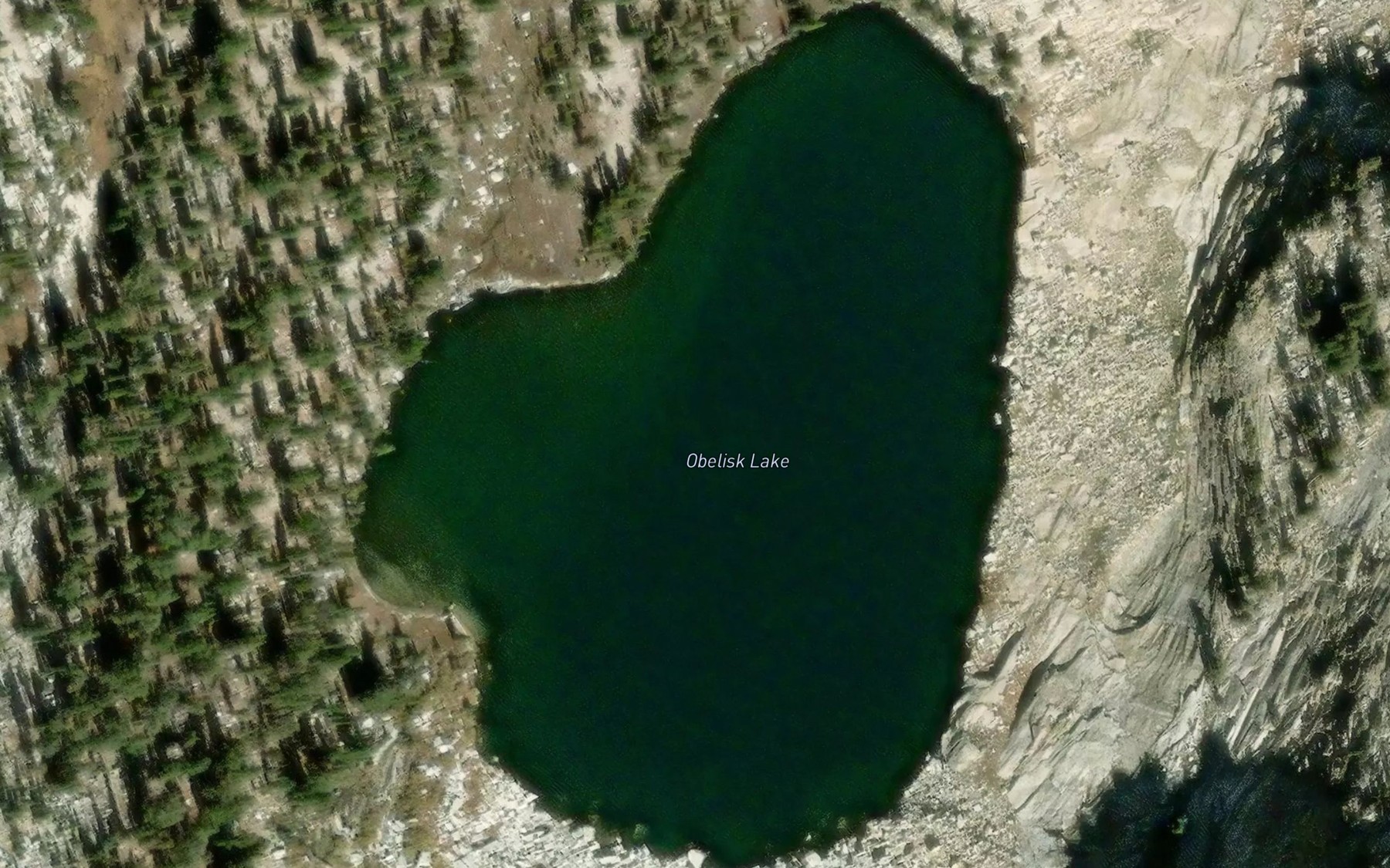 Satellite map of the Obelisk Lake