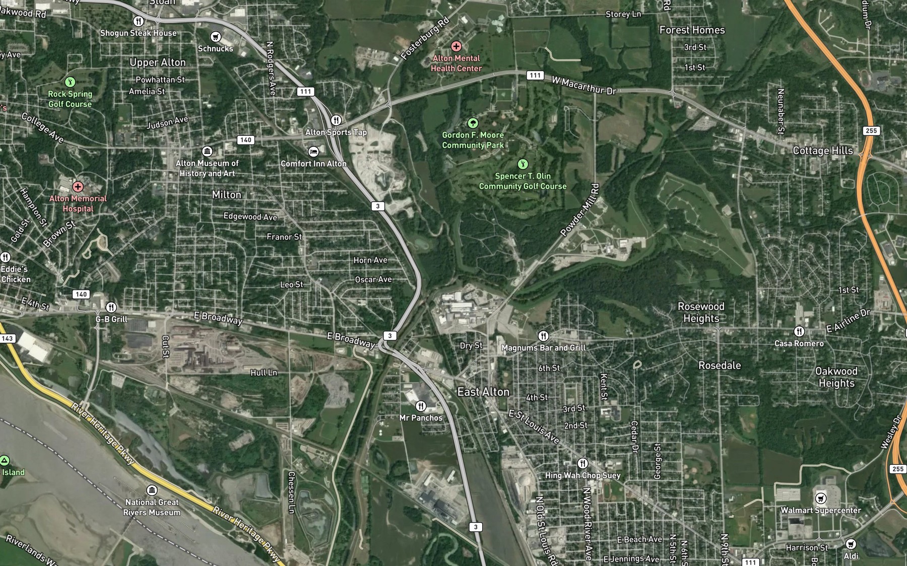 Satellite map of the West Fork Wood River