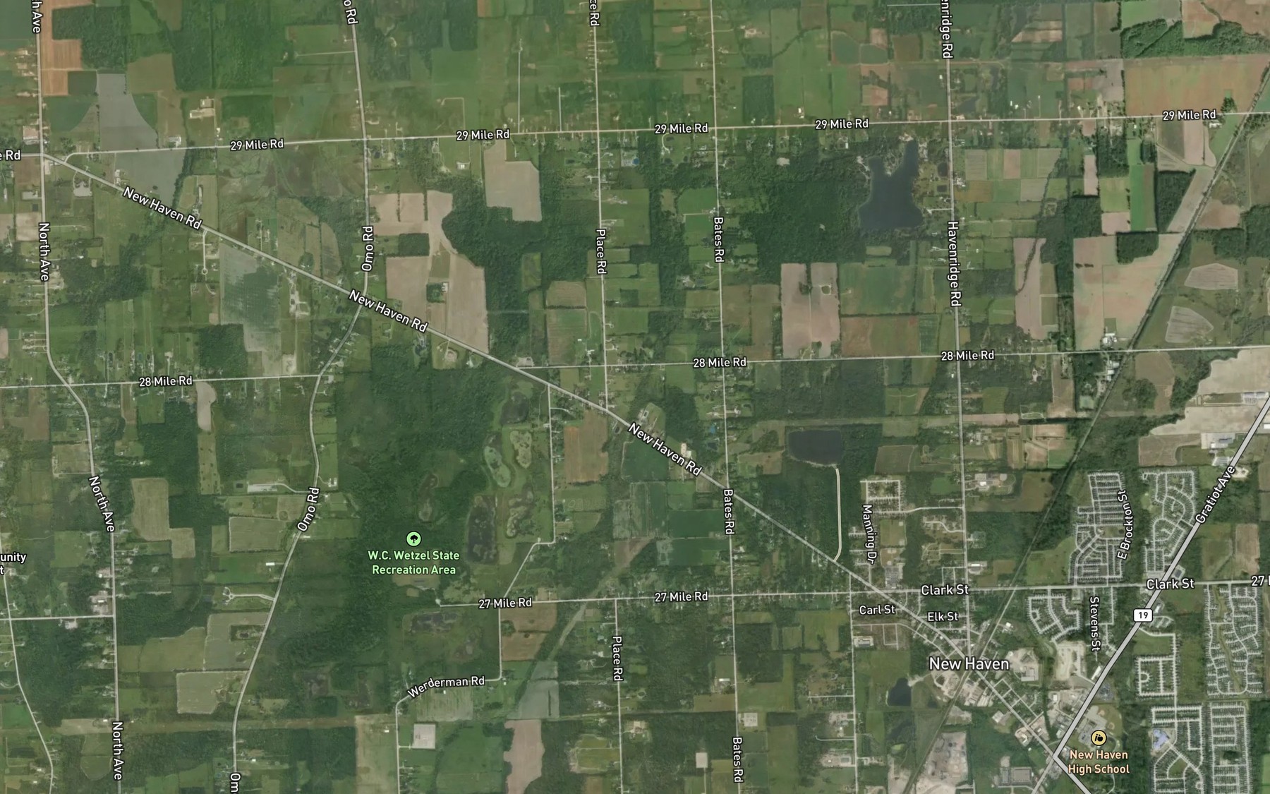 Satellite map of the Bark Drain