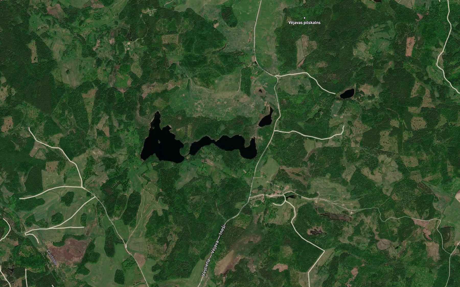 Satellite map of the Vidusezers