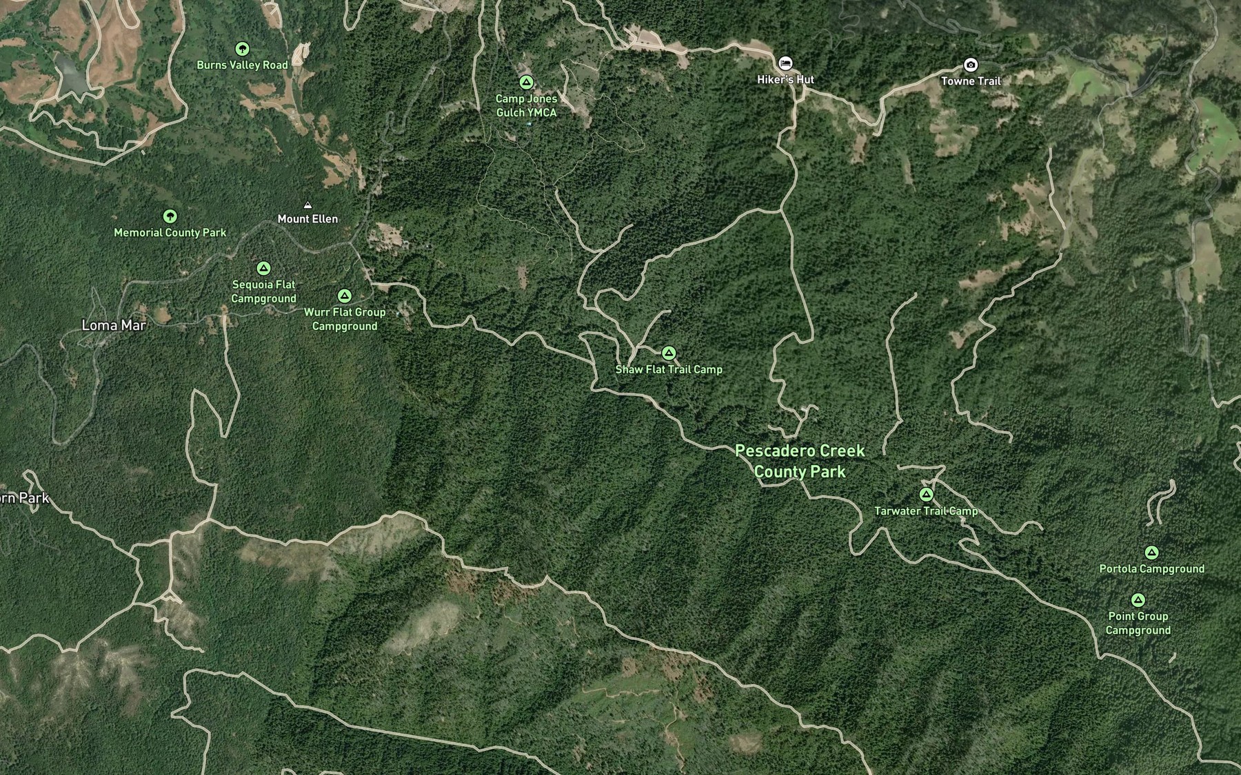 Satellite map of the Harwood Creek