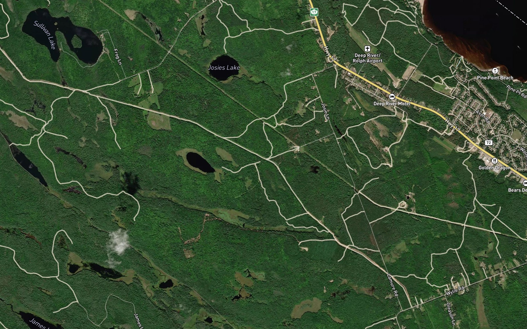 Satellite map of the Rondeau Creek