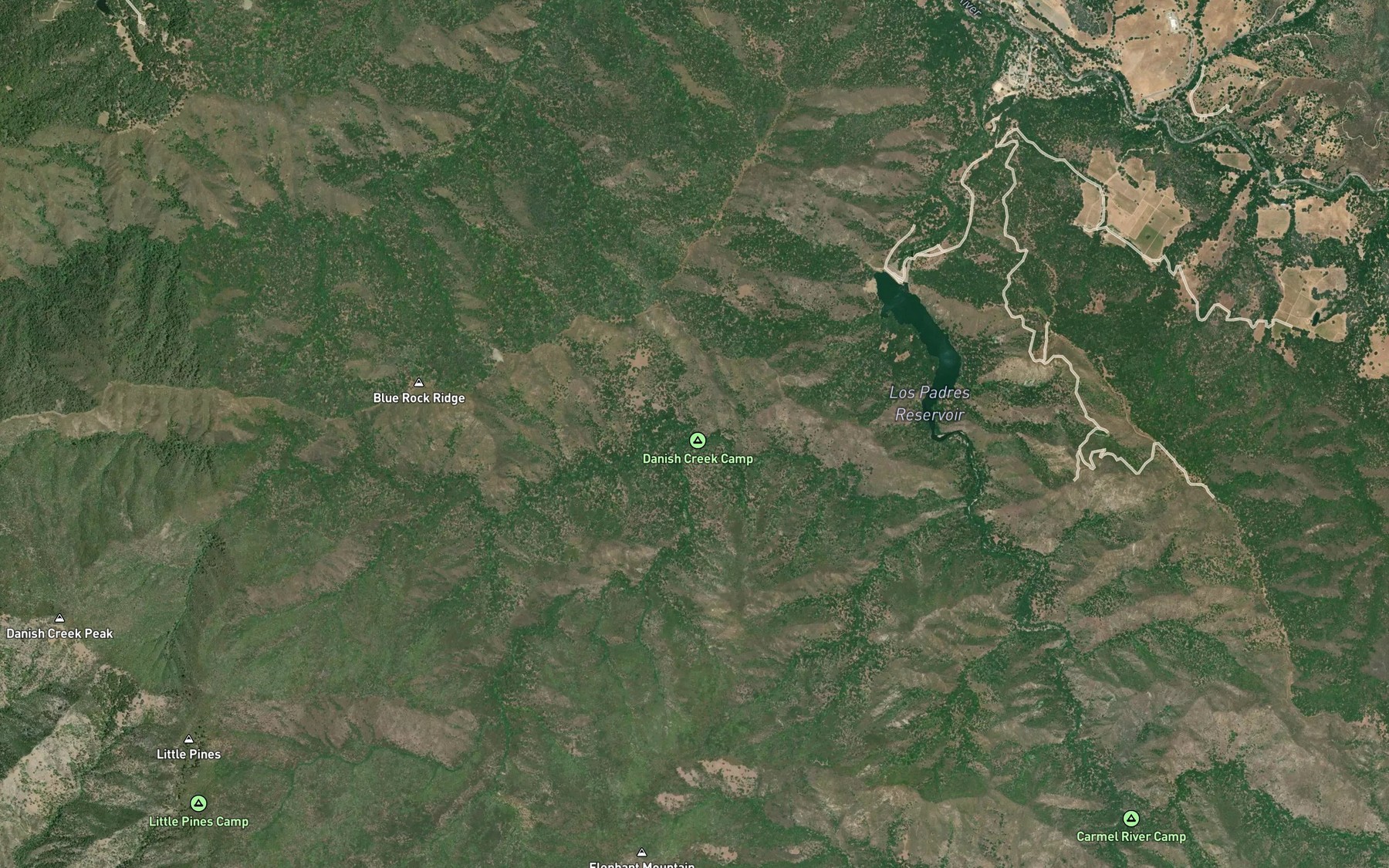 Satellite map of the Rattlesnake Creek