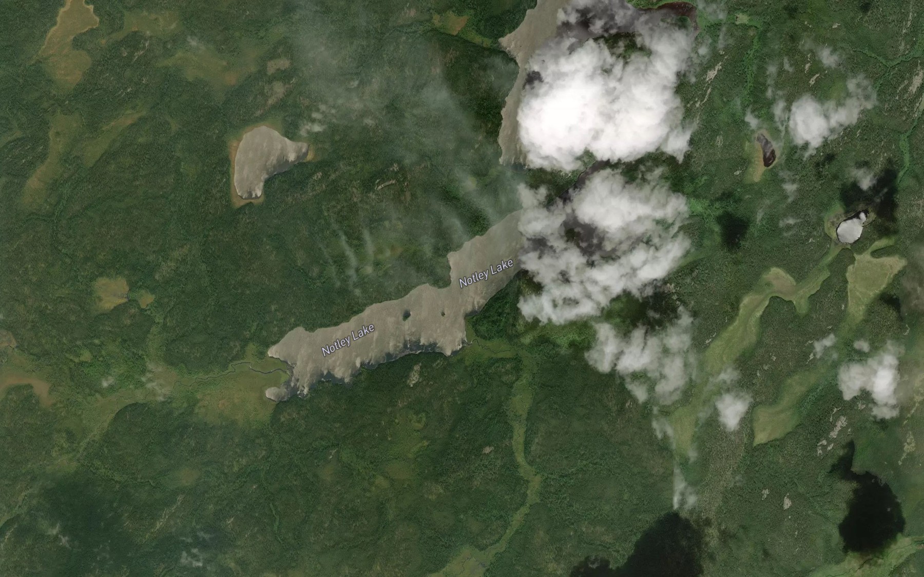Satellite map of the Notley Lake
