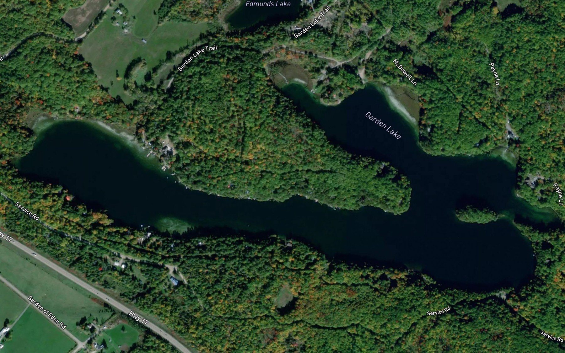 Satellite map of the Garden Lake