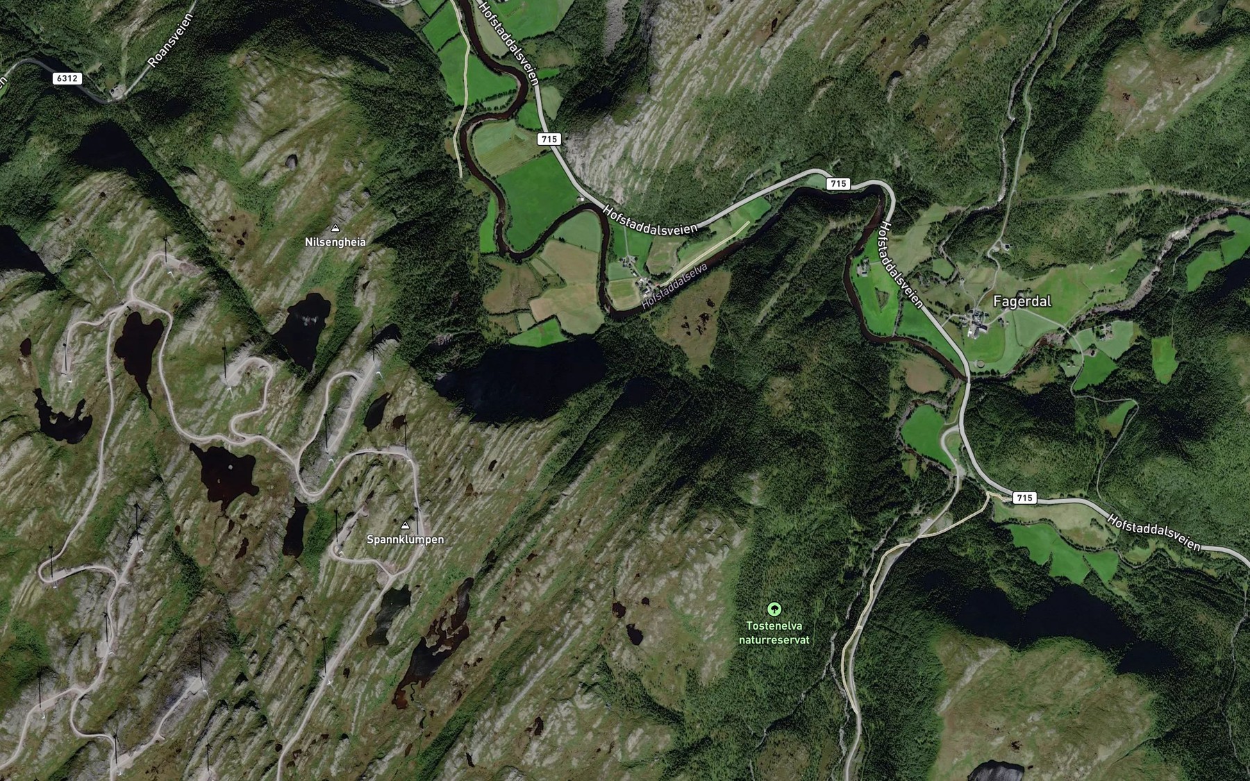Satellite map of the Sagfossen