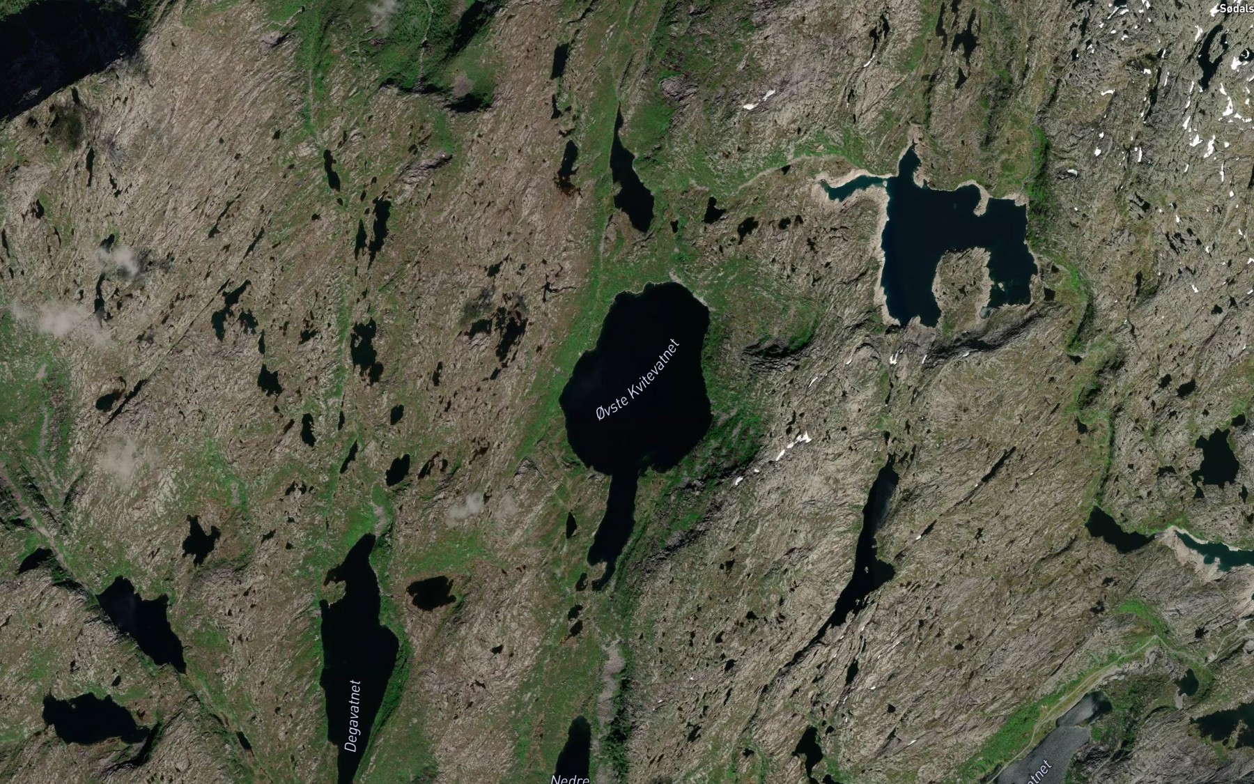 Satellite map of the Kvitevatnet,ovste