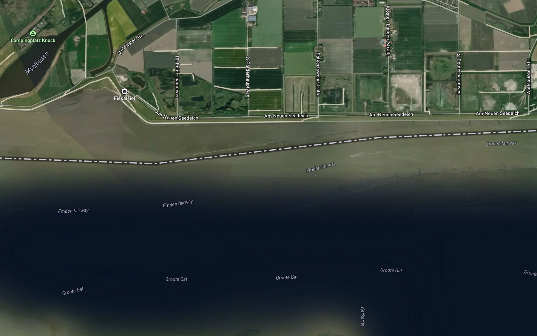 Satellite map of the Emder Fahrwasser
