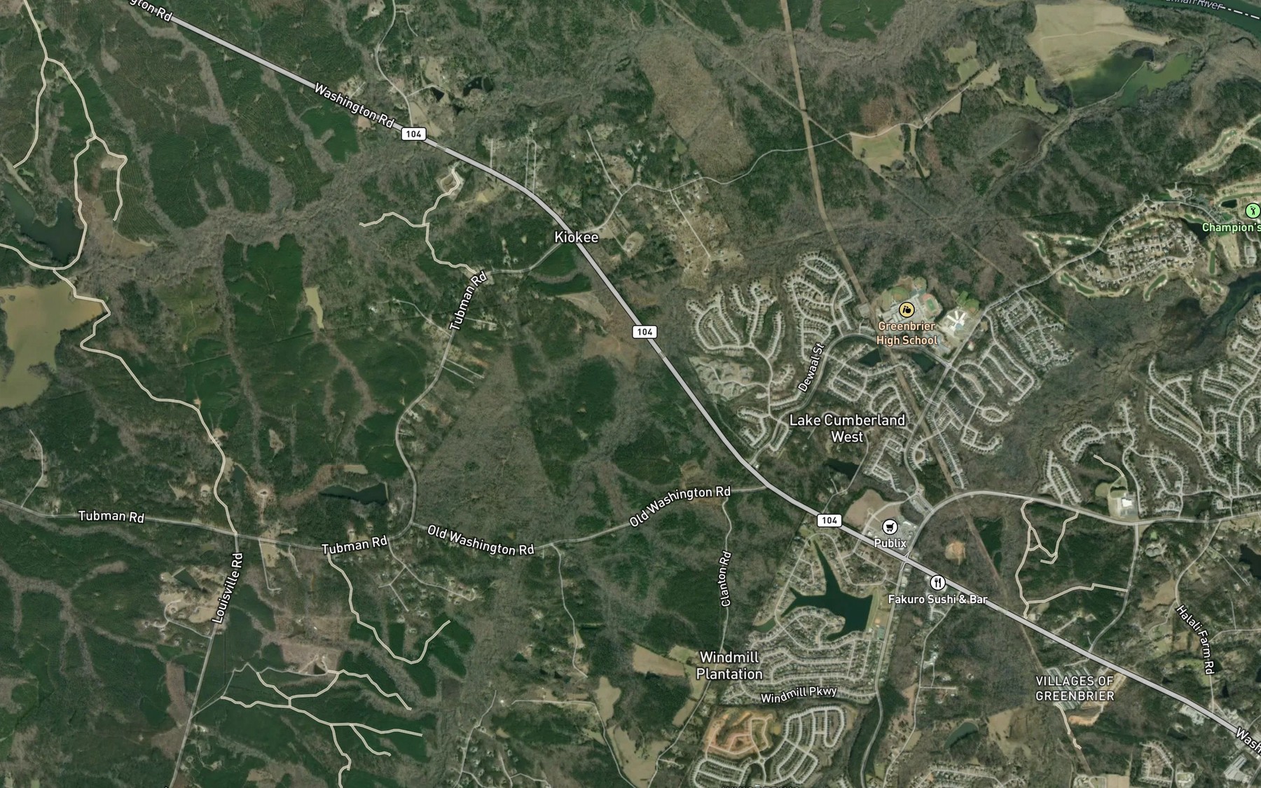 Satellite map of the Delph Branch