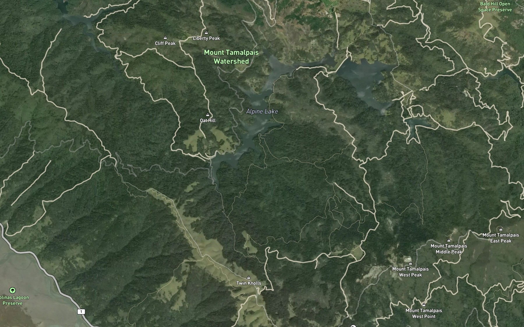 Satellite map of the Swede George Creek