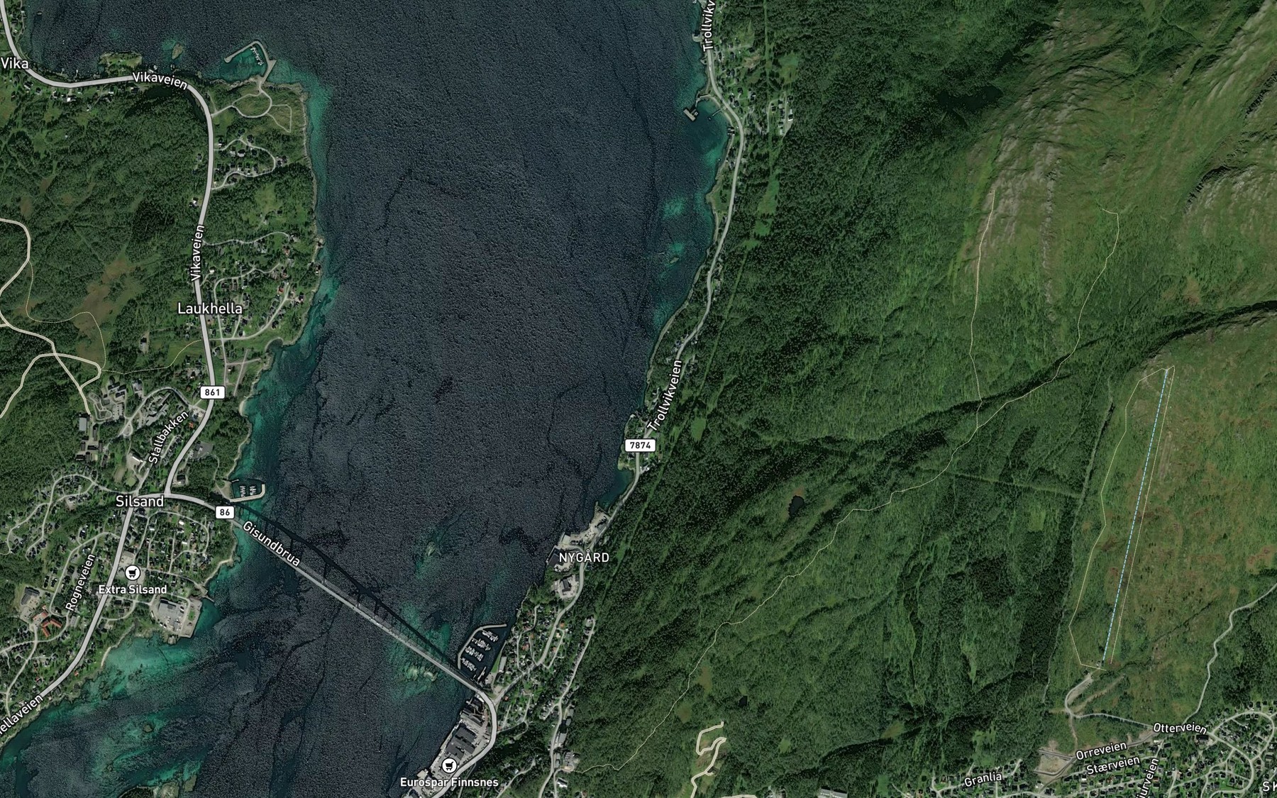 Satellite map of the Skipvika