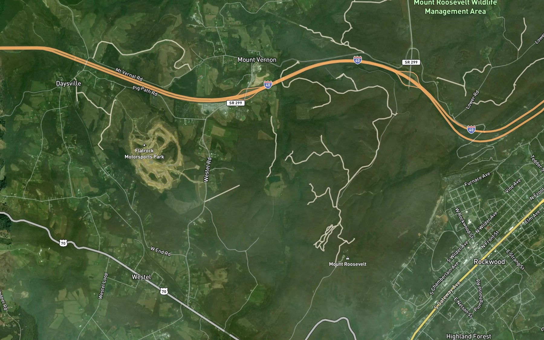Satellite map of the Laurel Branch