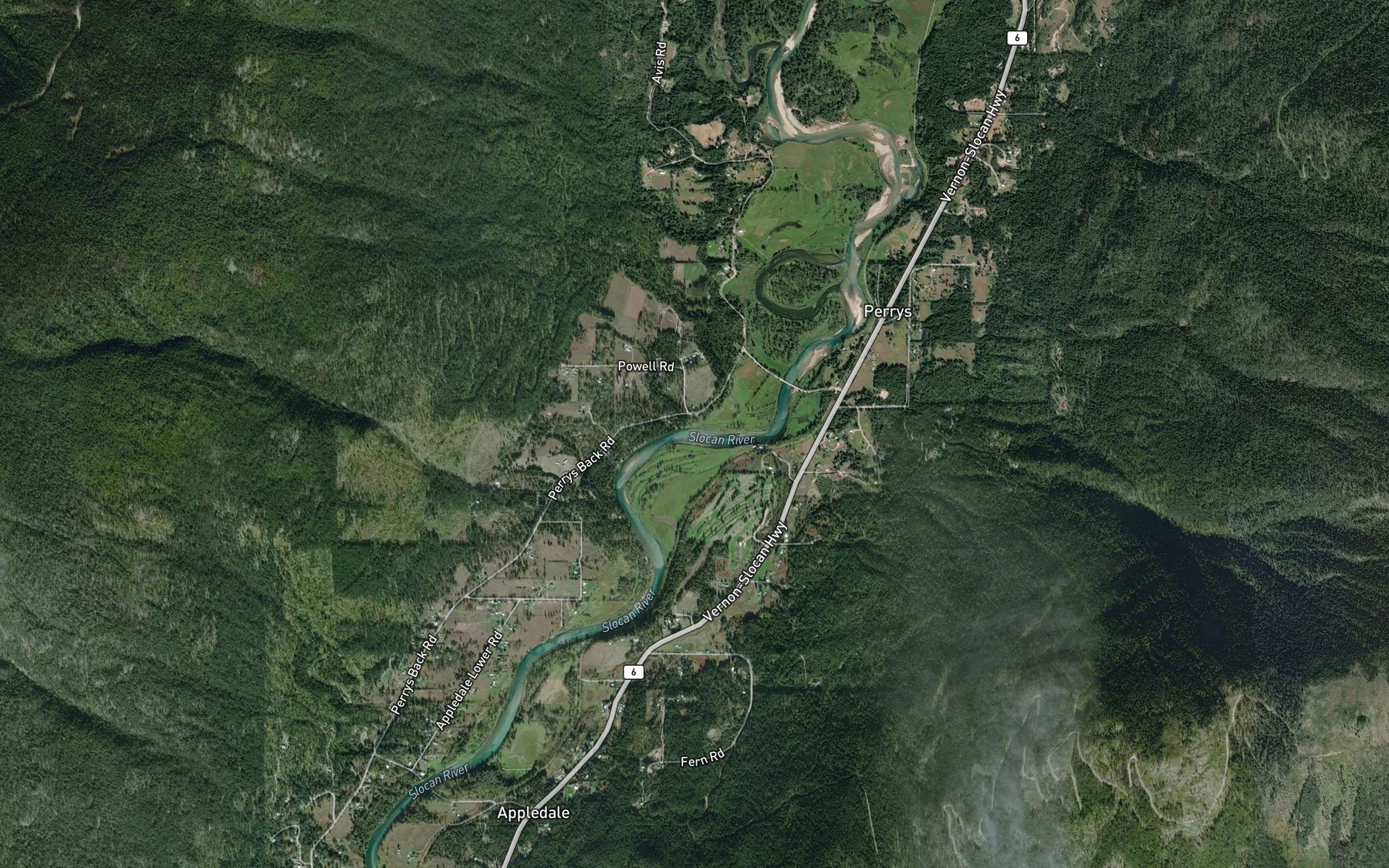 Satellite map of the Nixon Creek