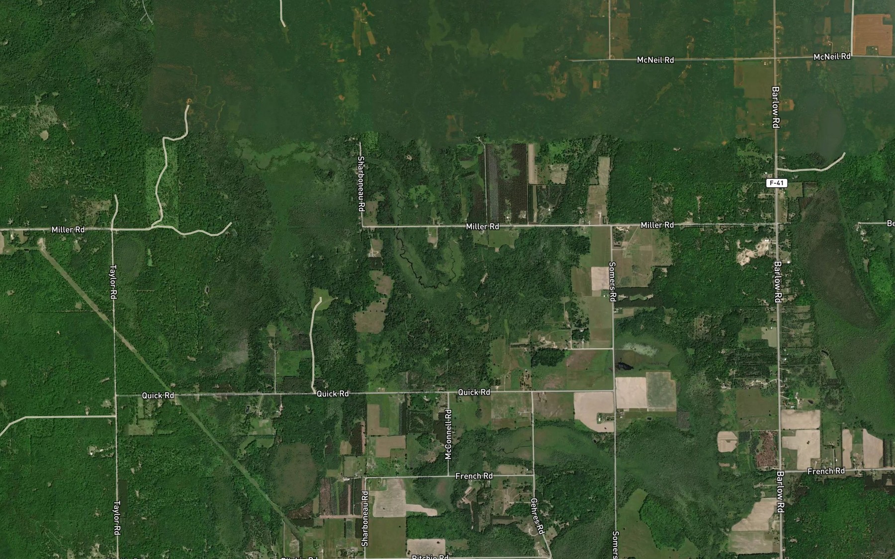 Satellite map of the Pettis Creek