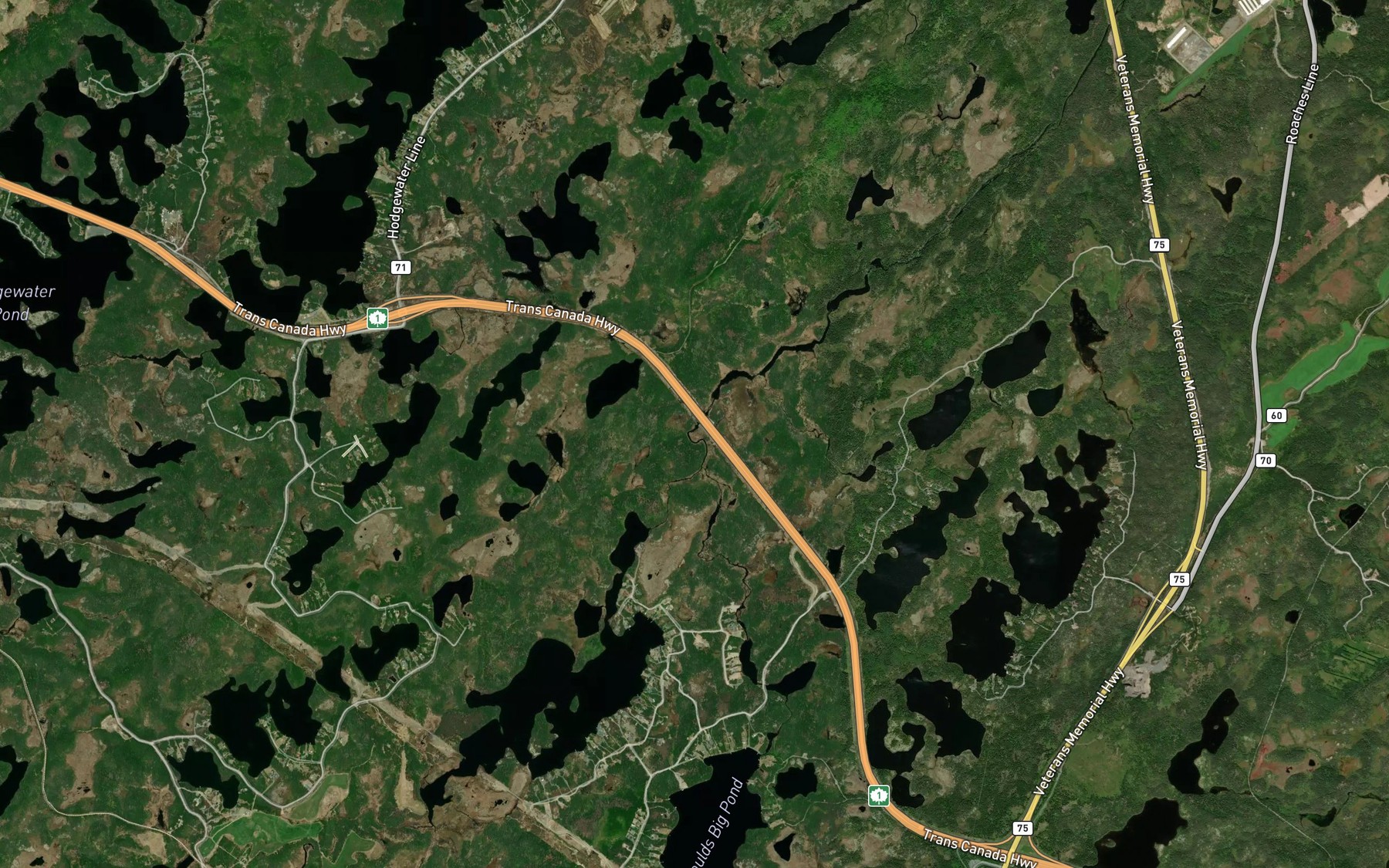 Satellite map of the Nevilles Pond