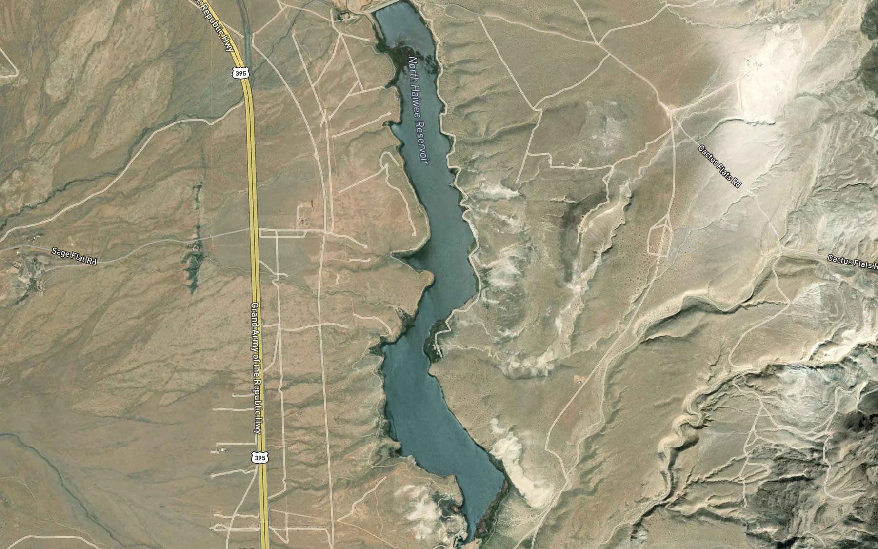 Satellite map of the North Haiwee Reservoir