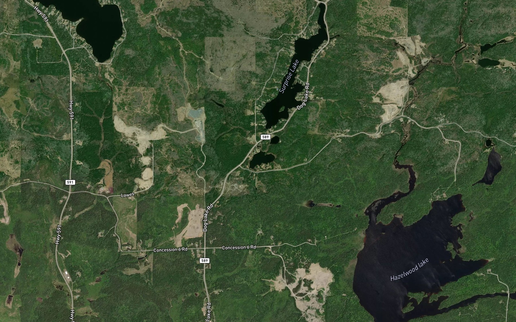 Satellite map of the Ham Lake