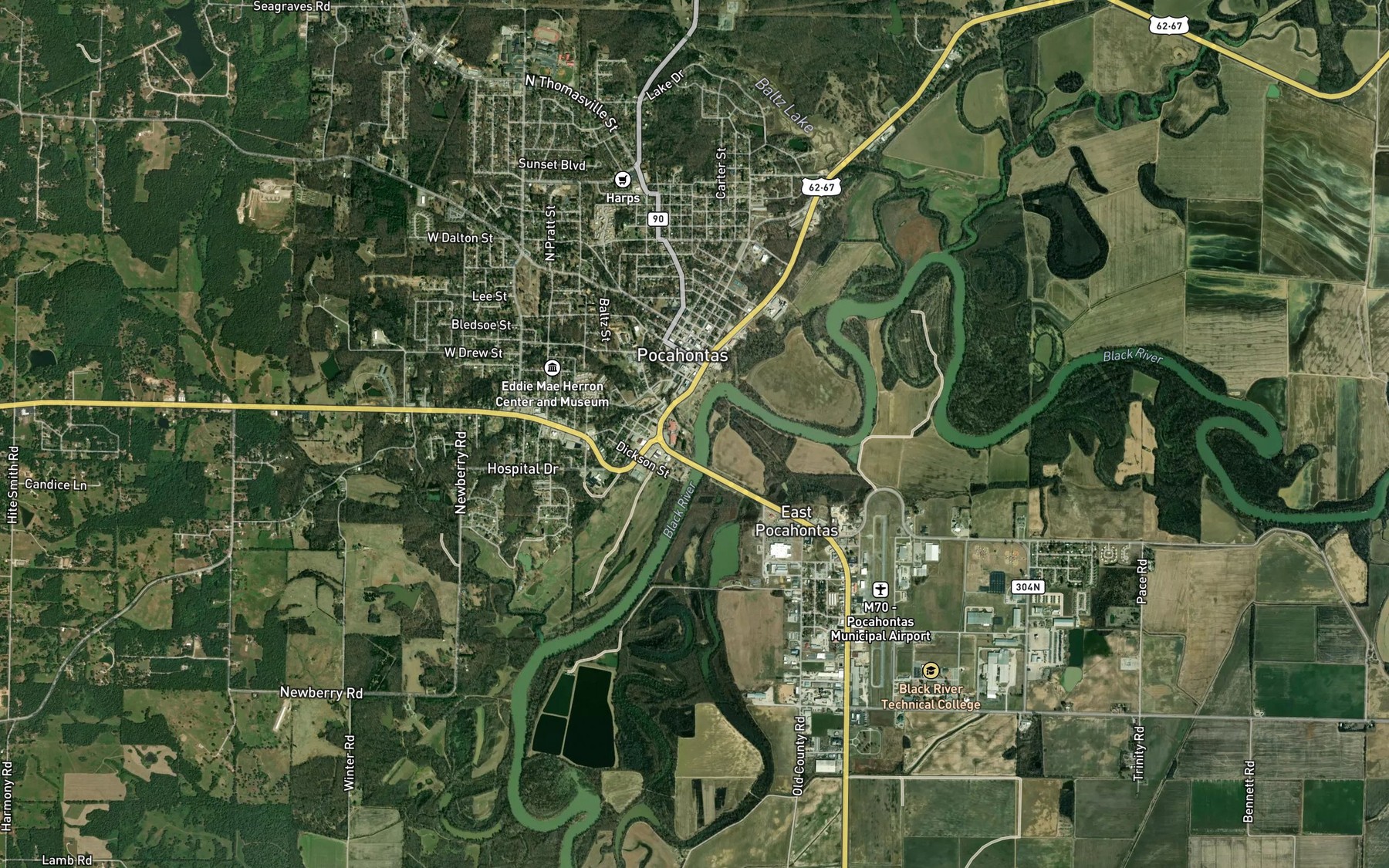 Satellite map of the Marr Creek