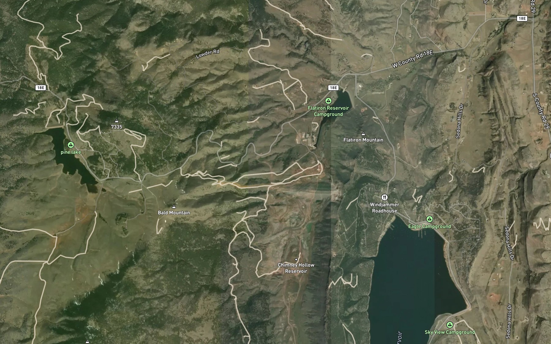 Satellite map of the Flatiron Penstocks