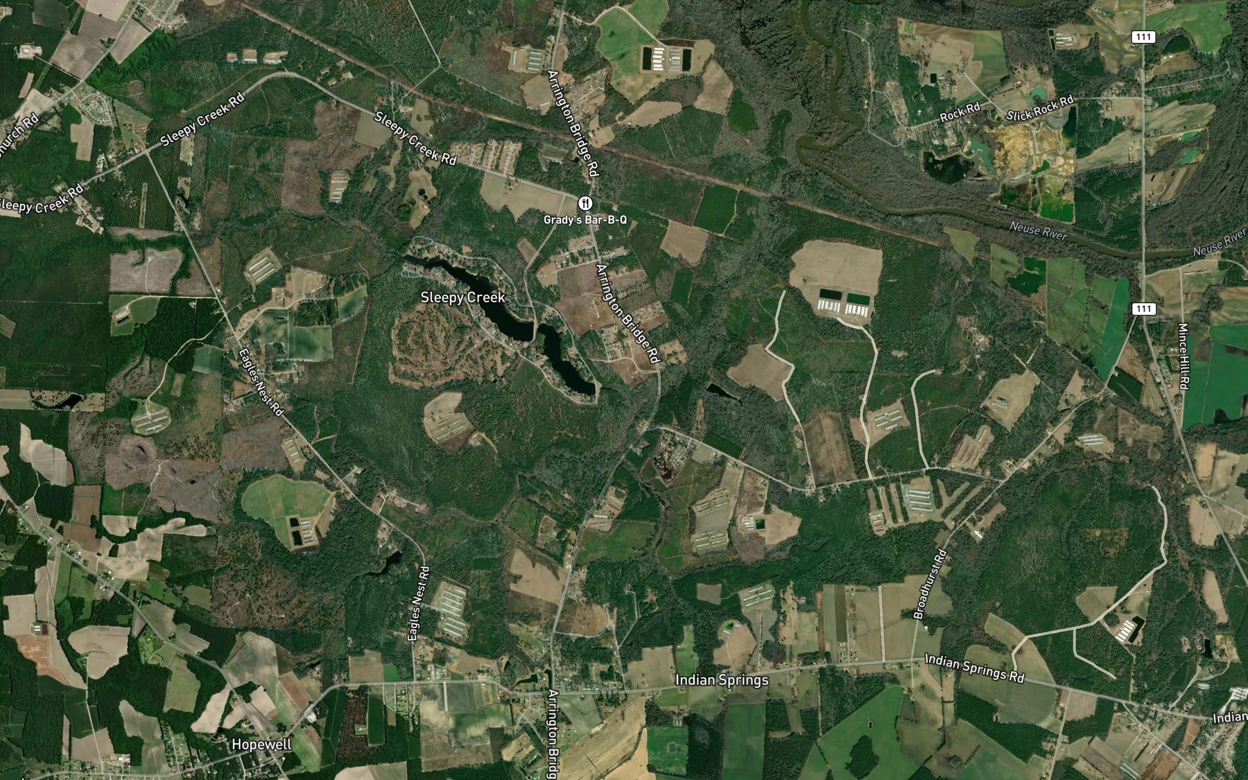 Satellite map of the Sleepy Creek Lake Lower