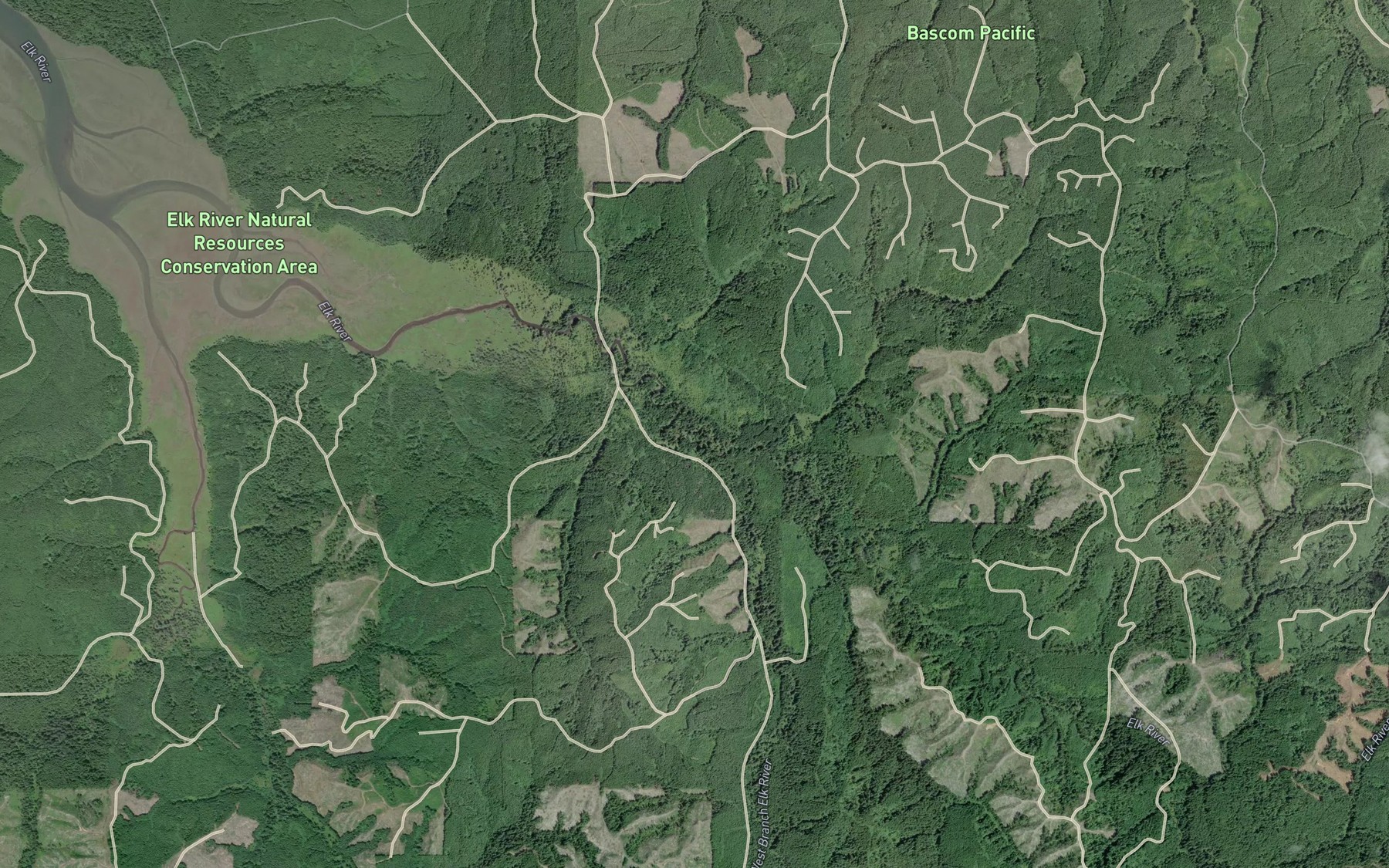 Satellite map of the West Branch Elk River