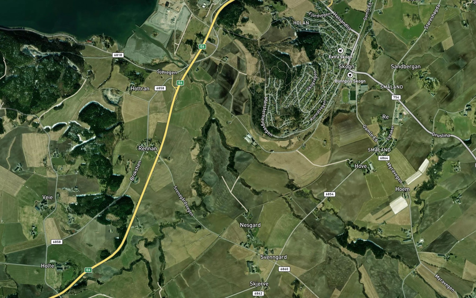 Satellite map of the Hovselva