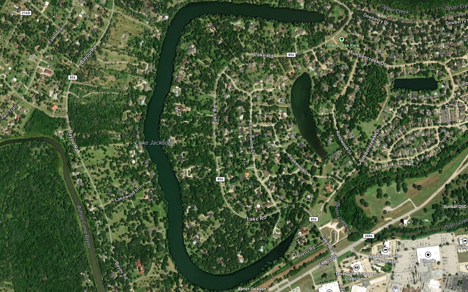 Satellite map of the Lake Jackson