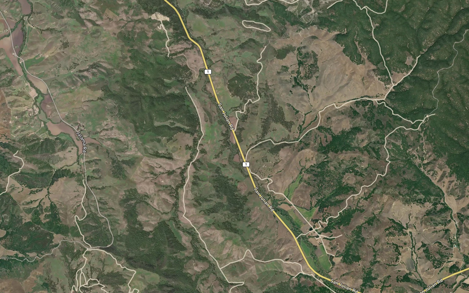 Satellite map of the Ytias Creek