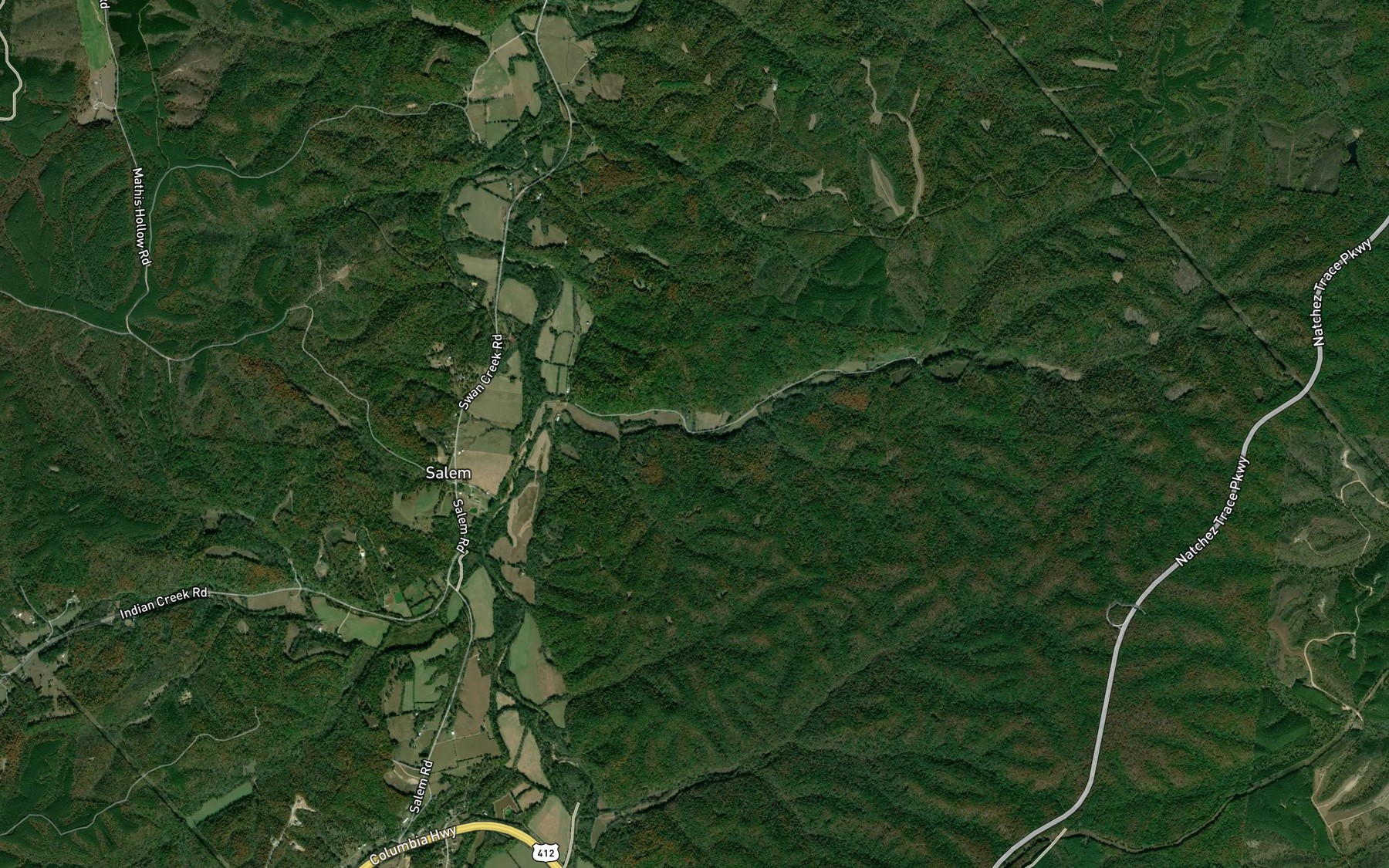 Satellite map of the Suck Branch