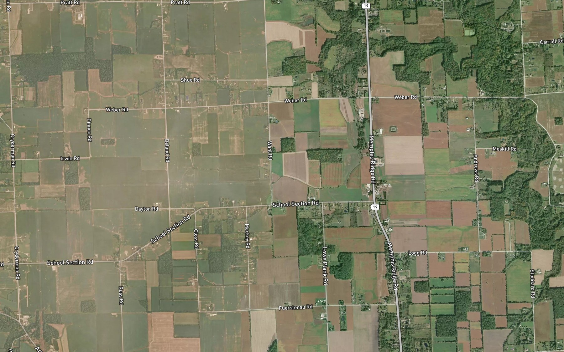 Satellite map of the Ryall Drain