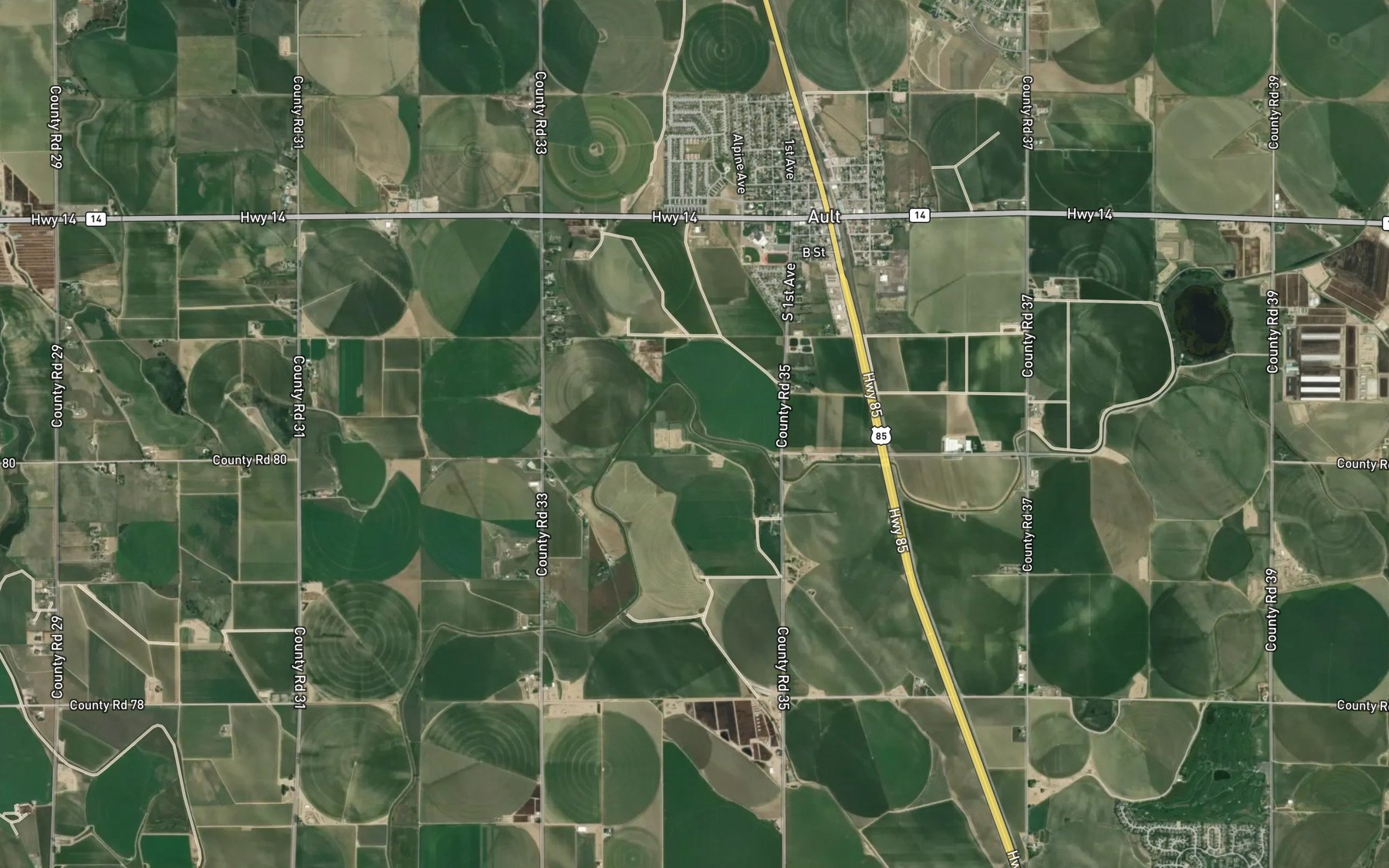 Satellite map of the Eaton Ditch