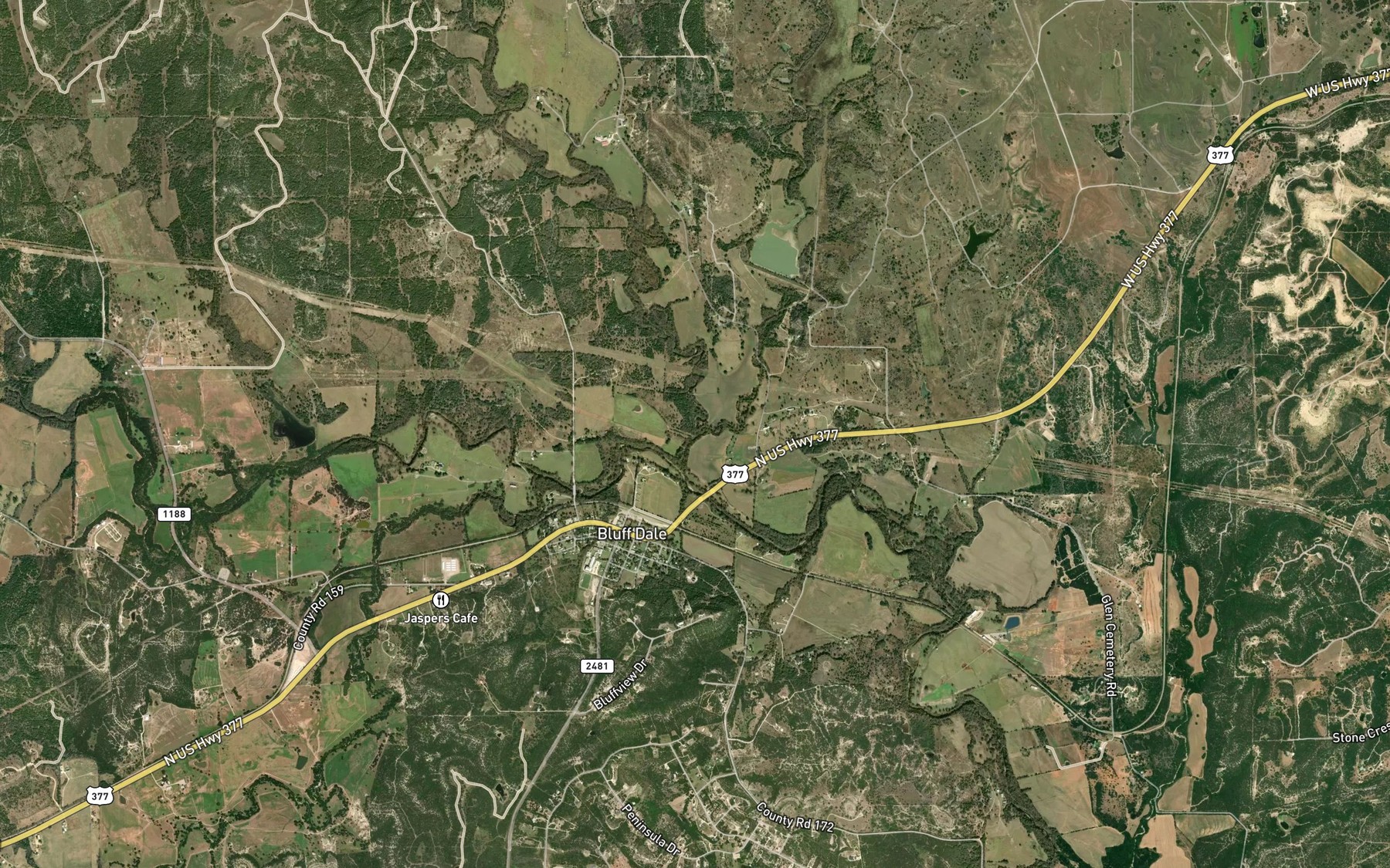 Satellite map of the Berrys Creek